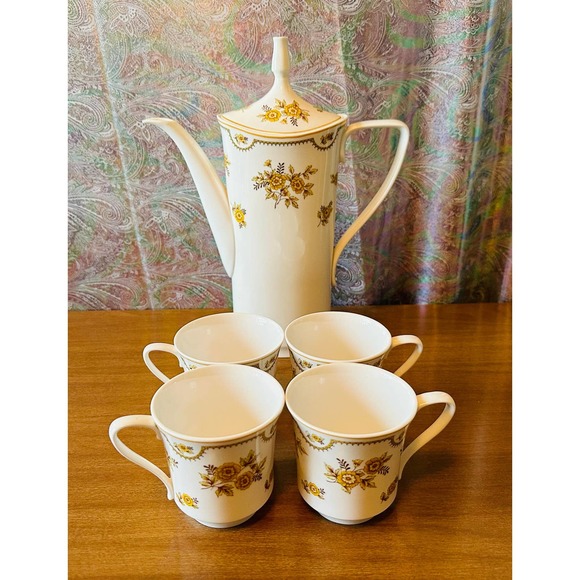 Vintage Spode Austen Y8190 Tall teapot with lid and 4 cups - Picture 10 of 10